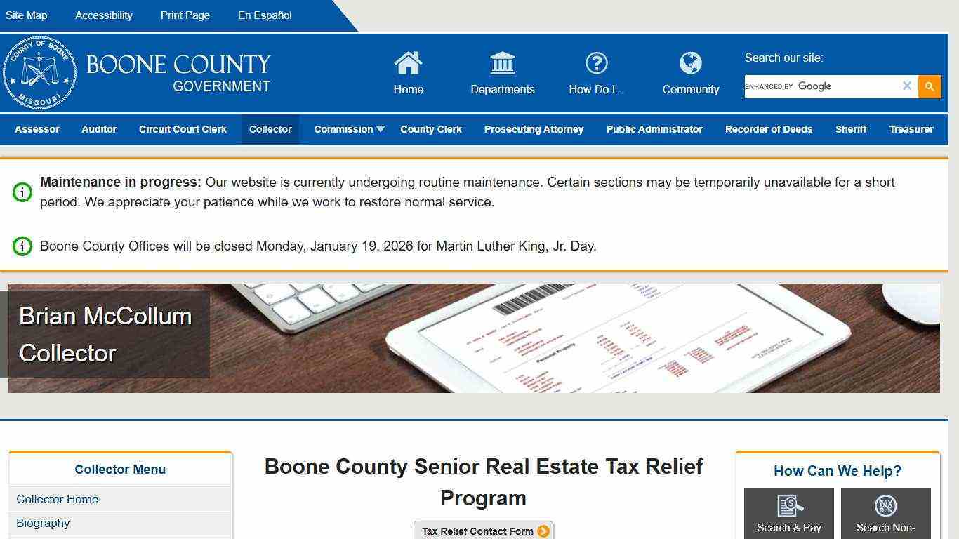 Boone County Senior Real Estate Tax Relief Program